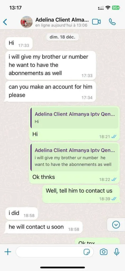 WhatsApp client feedback screen 5